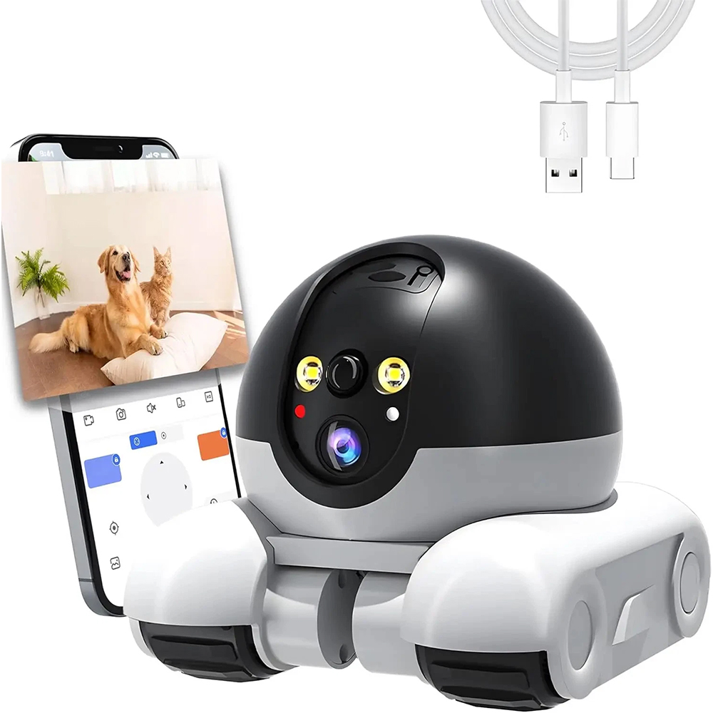Smart Home Camera Ezviz - ペットカメラロボットコンパニオンモニターWiFiロボットアプリ遠隔操作 犬猫用ベビーモニター 双方向通話、ナイトビジョン可動式