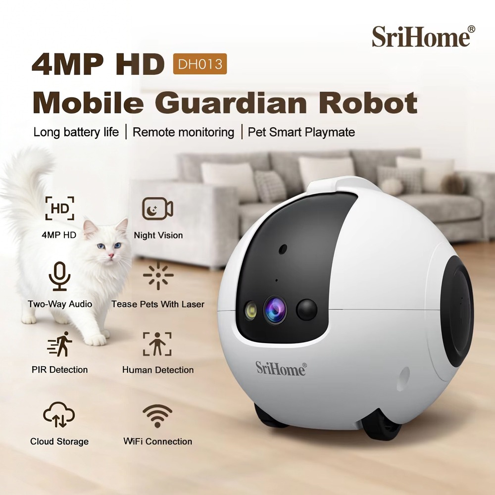 Smart Home Camera Ezviz - Srihome 4MPモバイルインテリジェントロボットカメラ、バッテリー駆動ワイヤレスペット/高齢者/赤ちゃん用アプリ制御ホームケアセキュリティカメラ