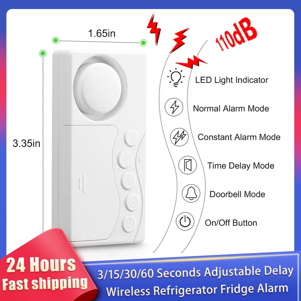 冷蔵庫のドア用の調整可能な遅延アラーム,3, 15,30,6 - Wireless Door Sensor のレビューと価格