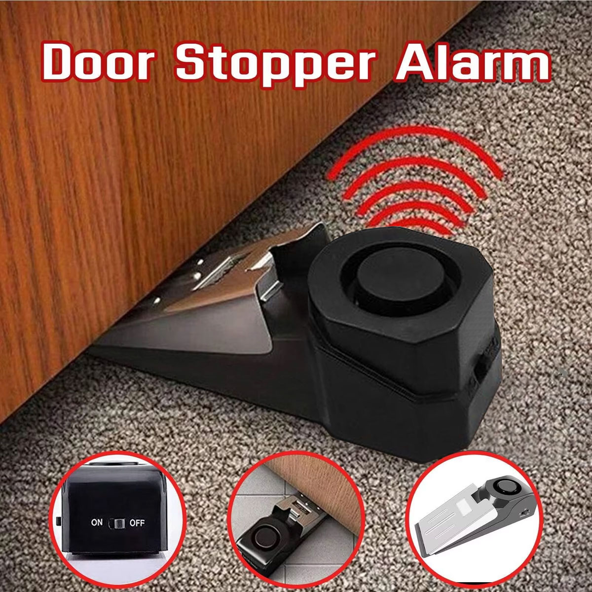 ワイヤレスドアストップアラームシステム 120dB ウェッジ - Wireless Door Sensor のレビューと価格