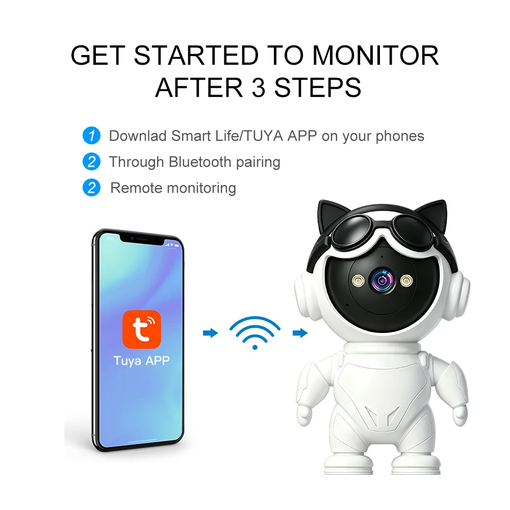 TuyaスマートワイヤレスIPカメラミニWiFi屋内ロボット - Smart Home Camera Ezviz のレビューと価格